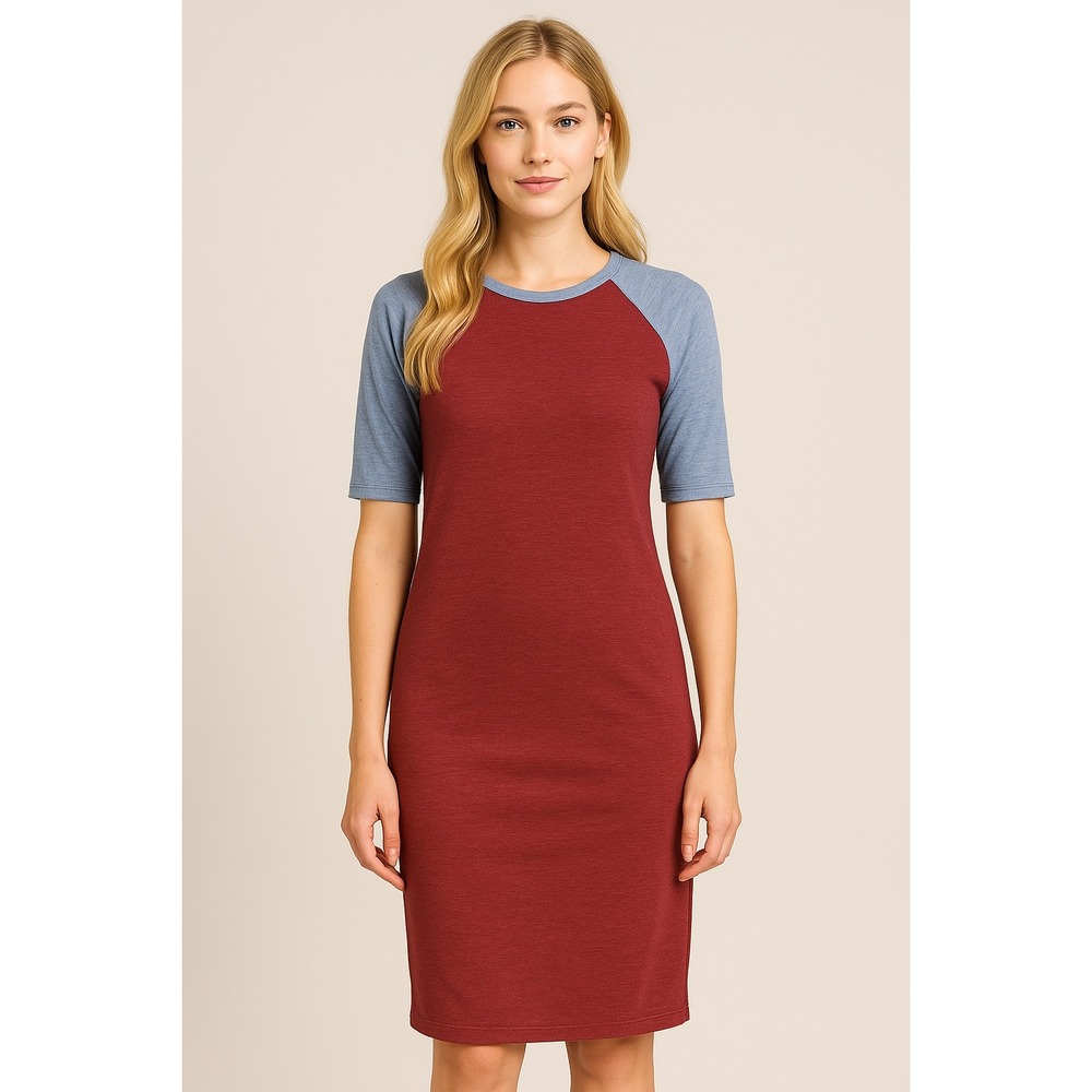 LuLaRoe Julia Dress XXS‎ Red Blue Raglan Sleeve Bodycon NWT